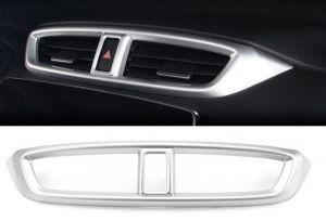 Накладки на передние центральные воздухозаборники в салоне матовое серебро для Honda CR-V 2017-